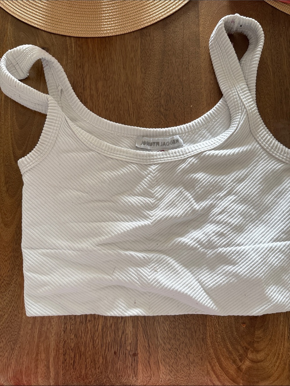 Jolynn Jagger White Ribbed Tank Top